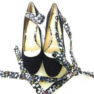 Enzo Satin ankle wrap shoes